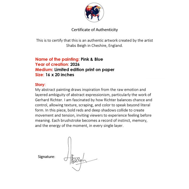 Pink & Blue - Limited Edition Print on Paper For Sale - Image 9 of 9