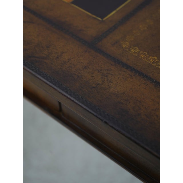 Leather Wrapped Inlaid Mahogany Games Table For Sale - Image 14 of 18