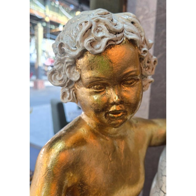 2020s Lorenzon Italian Gold Cherub Ceramic Sculpture For Sale - Image 5 of 10