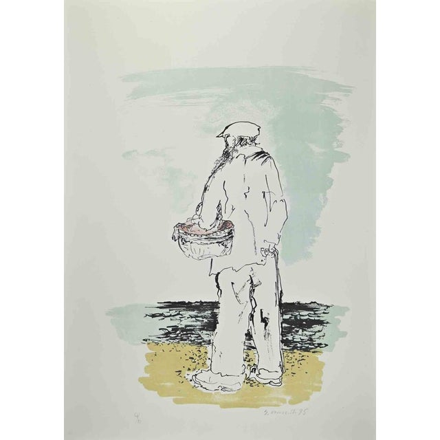 The Fisherman is an artwork realized in 1975 by Giovanni Omiccioli (February 25, 1901 – March 1, 1975). Lithograph. Hand-...