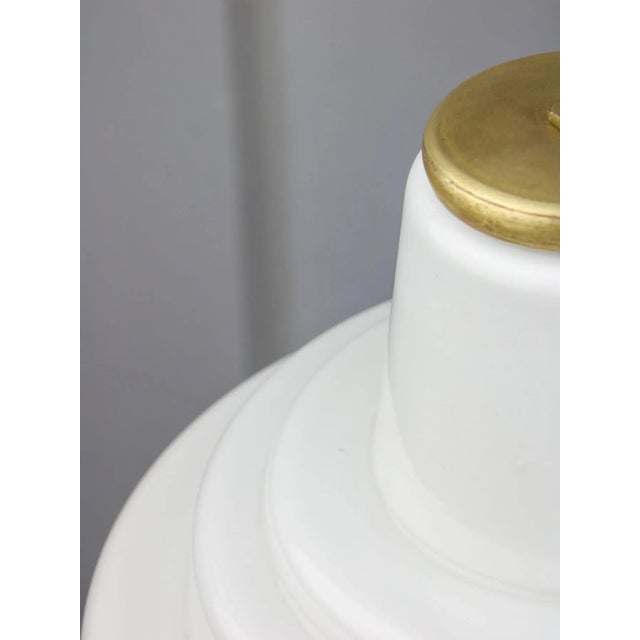 Goldenrod Mid-Century Italian Brass and Opaline Pendant Lamp For Sale - Image 8 of 13