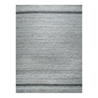8x10 Lila Violet Light Gray Solid Open Field Flatweave Wool Carpet Rug For Sale