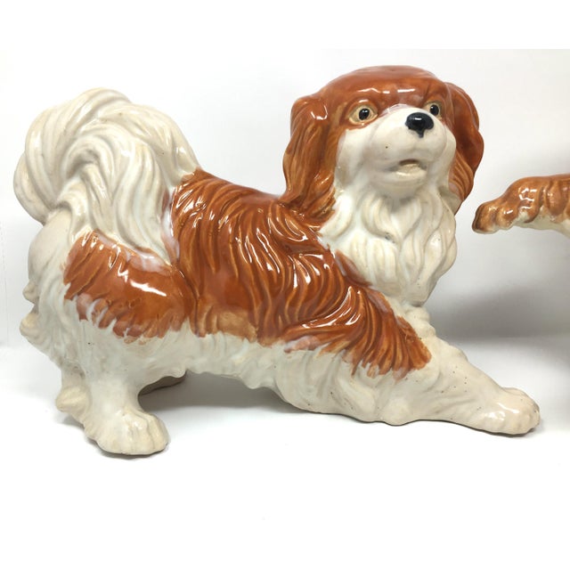 Vintage Staffordshire Lifesize Majolica Cavalier King Spaniel