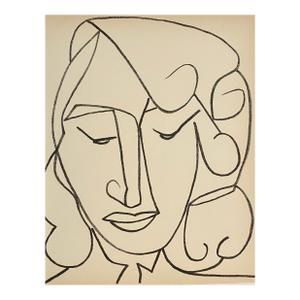 Françoise Gilot Portrait head of a woman, Original French Mourlot Modernist Lithograph 1950s