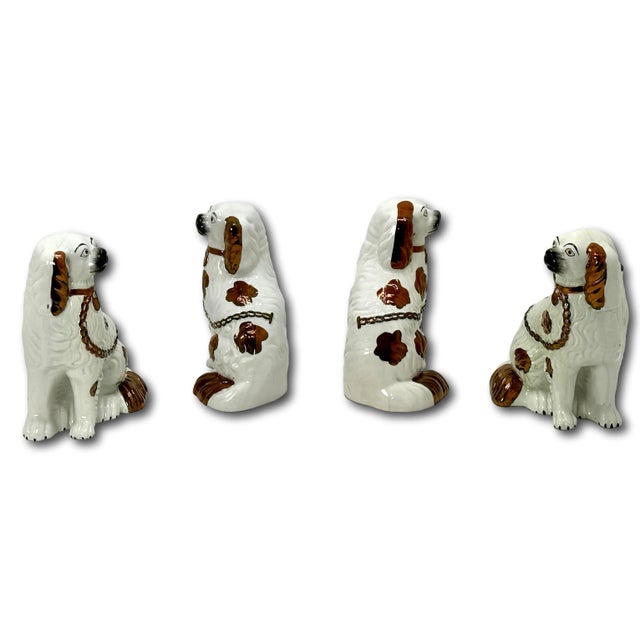 Ceramic Set of 4 Antique Mid 19th Century Copper Luster Decorated English Staffordshire Pottery Dogs - Spaniels For Sale - Image 7 of 12