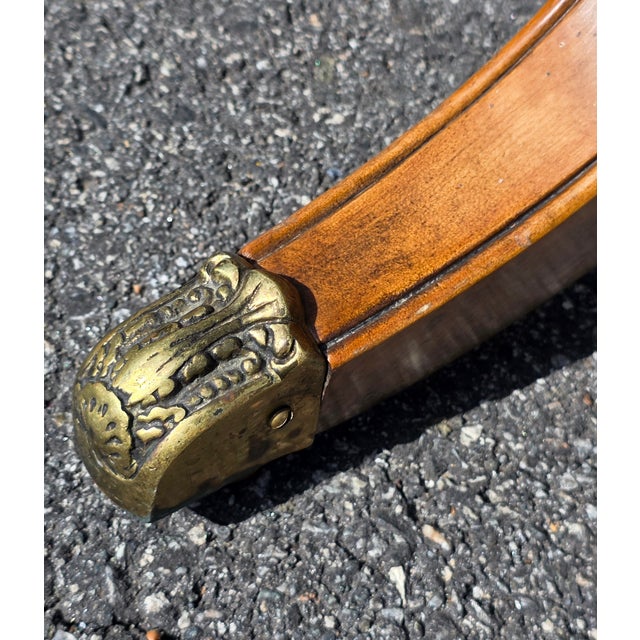 Vintage Regency Revival Rosewood Pedestal Drop-Leaf Table With Drawer, Brass-Mounted Base For Sale - Image 9 of 12