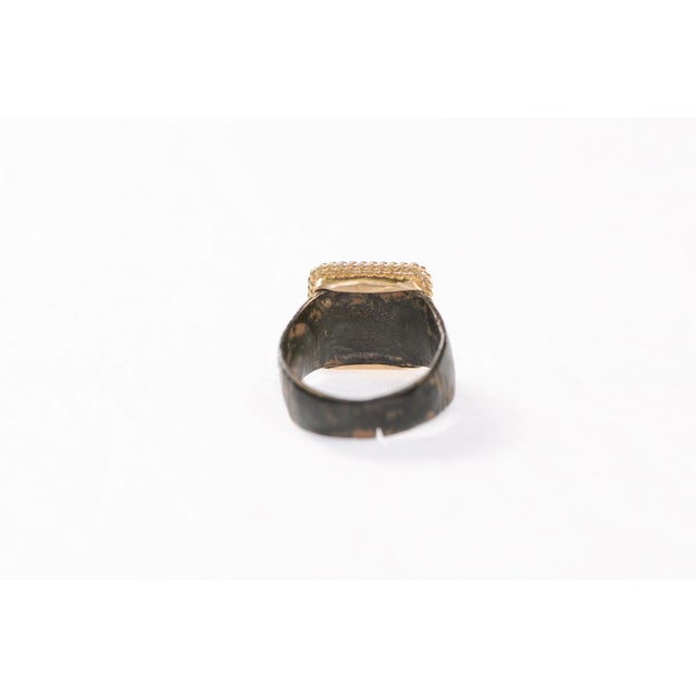 Oxblood Red Byzantine Bronze Ring W/ 21k Gold Rope Trim, Size 6.75 For Sale - Image 8 of 13