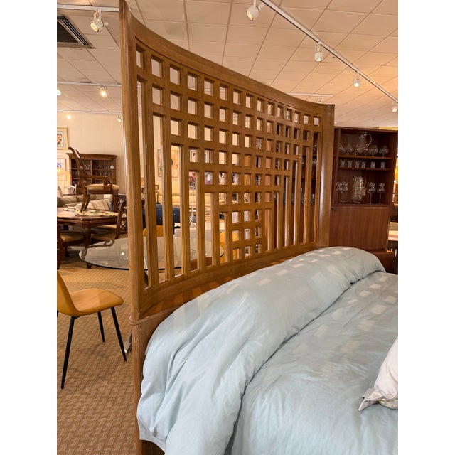 Mid-Century Modern Vintage Attributed Stickley Furniture "Edinburgh" Lattice Fretwork King Headboard For Sale - Image 3 of 7