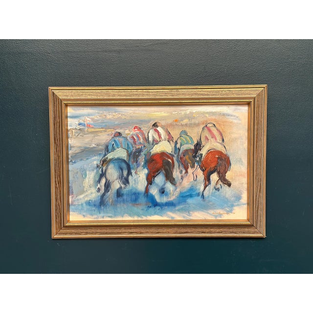 Richard Ingelsson, Jockeys, 1975, Oil on Canvas, Framed For Sale - Image 8 of 18