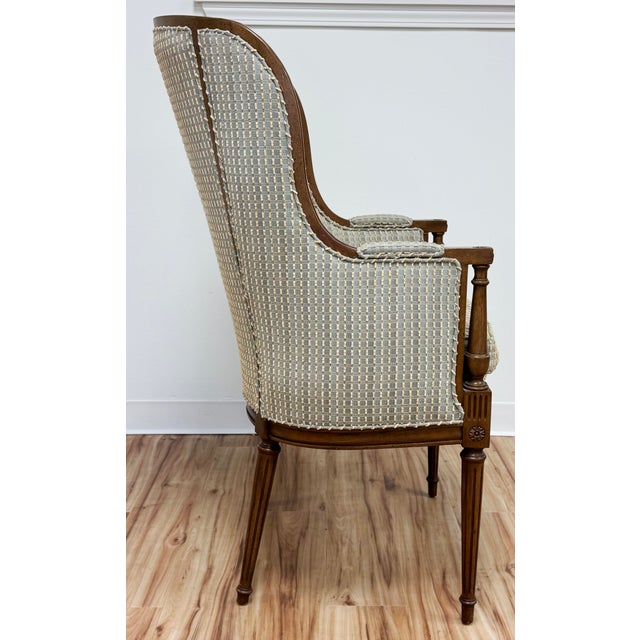 Mid 20th Century Vintage Louis XVI Style Carved Wood Arm Chair For Sale - Image 5 of 10