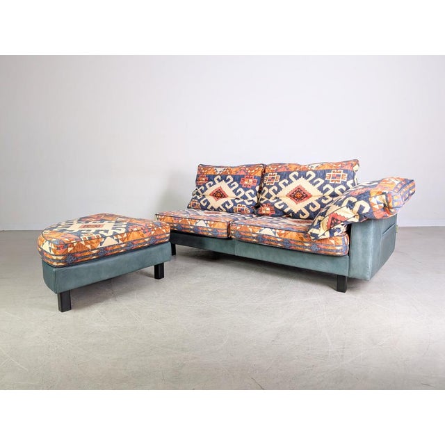 Textile Sofa and Ottoman by Giorgio Soressi, 1990s, Set of 2 For Sale - Image 7 of 15