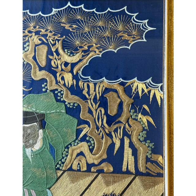 Framed Large Japanese Embroidery Silk Fukusa of Superb Quality Meiji Period For Sale - Image 11 of 18