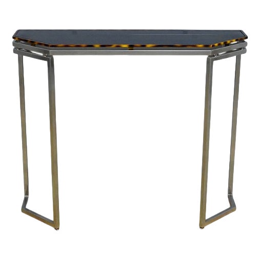 Hexagonal Console Table in Smoked Glass, 1970s For Sale