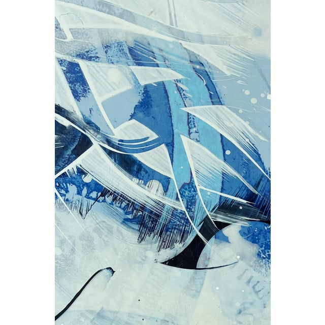 "Ballast Blue" by Michael DesRosiers Abstract Mixed-Media on MDF Panel (2022) For Sale - Image 9 of 16