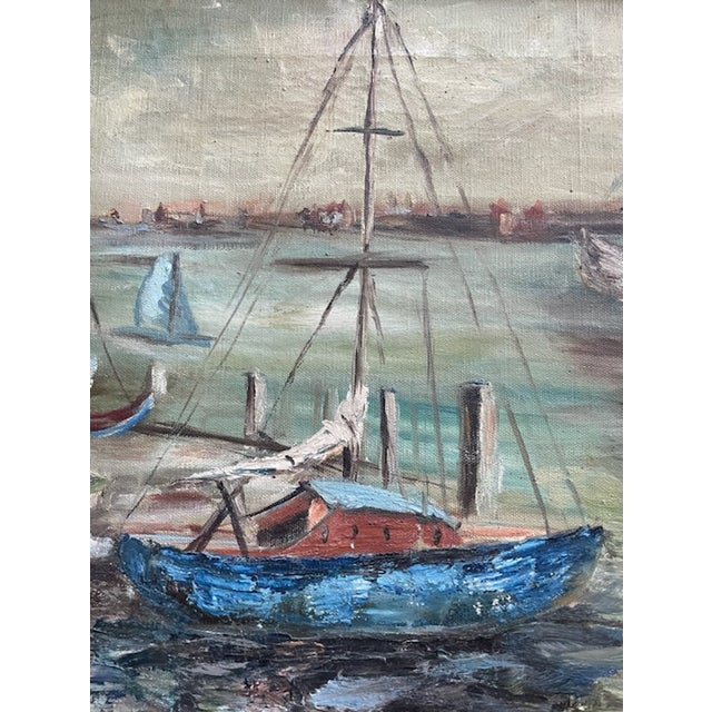 Nautical 1970s M Morton Nautical Impressionist Signed Oil on Canvas For Sale - Image 3 of 9