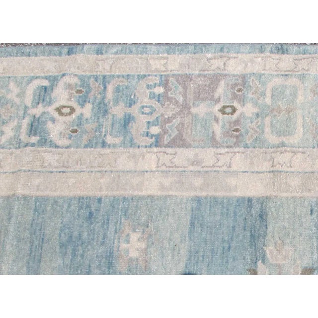 Oushak design in seafoam, silver and shades of gray color palette and center medallion design, rug , country of origin /...