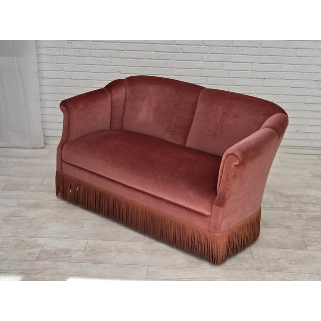Danish 2-Seater Sofa in Pink Velour, 1960s For Sale - Image 13 of 18
