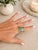 Vintage Italian 18k Gold Turquoise Etruscan Revival Statement Ring, Size 8.5 For Sale - Image 10 of 10