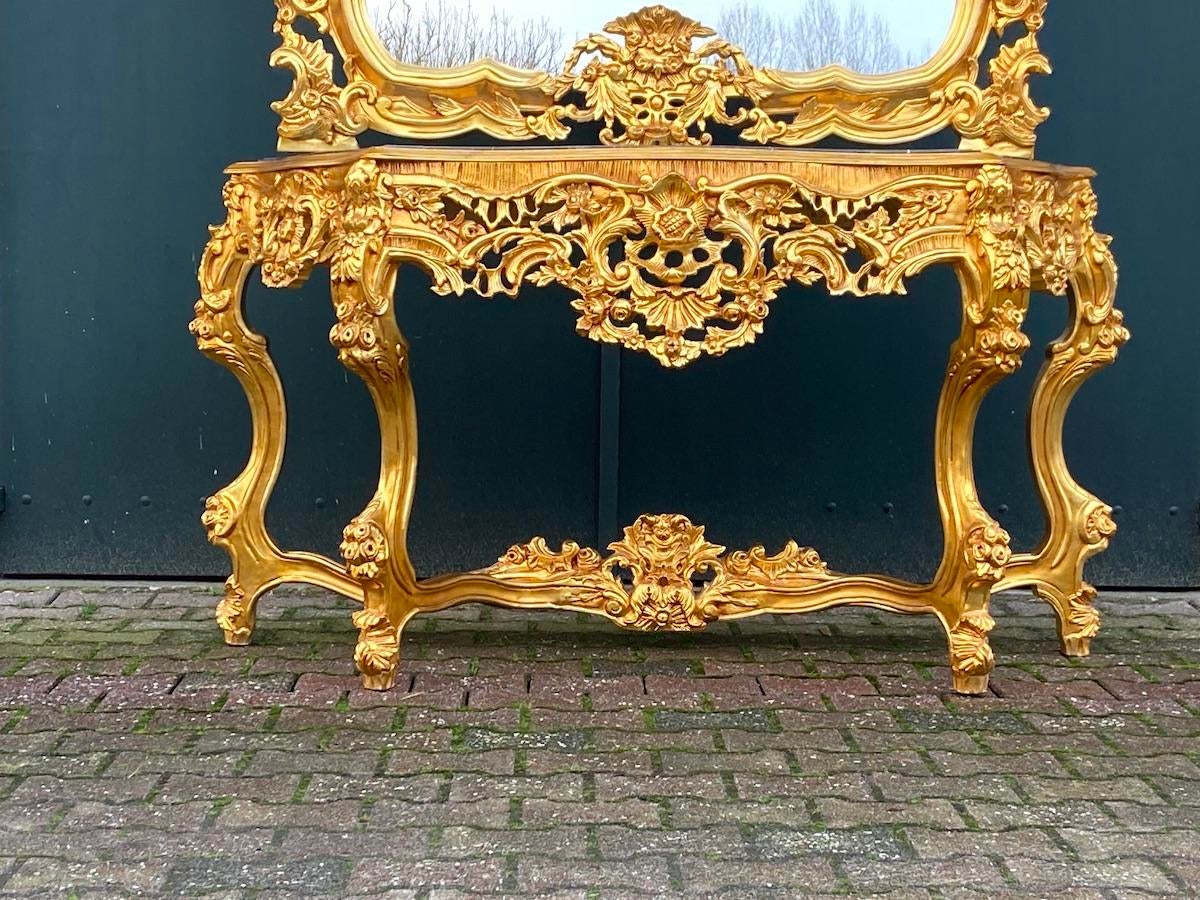 Lot De 2 Consoles Murales M - Baroque Rococo Rouge - Antique - 31x21x12cm