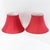 Pair of Vintage Red Textured Raw Silk Scalloped Bell Lamp Shades For Sale - Image 9 of 13