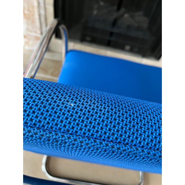 Blue Vintage Brno Tubular Chrome Arm Chair in Blue For Sale - Image 8 of 10