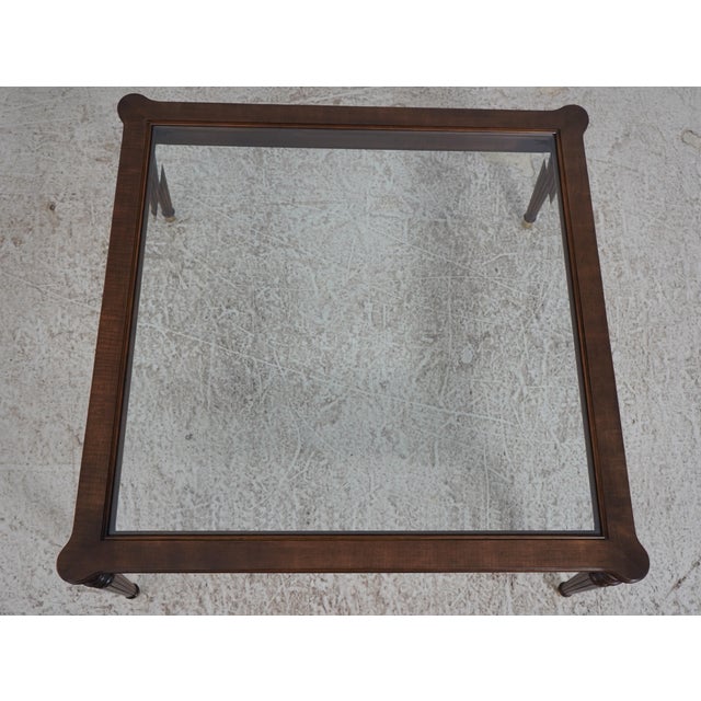 Traditional Henredon Sheraton Style Glass Top Coffee Table For Sale - Image 3 of 12