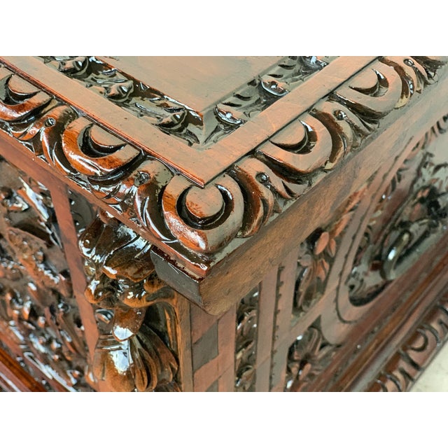 Baroque Catalan Baroque Carved Walnut Cassone or Trunk, 18th Century For Sale - Image 3 of 13