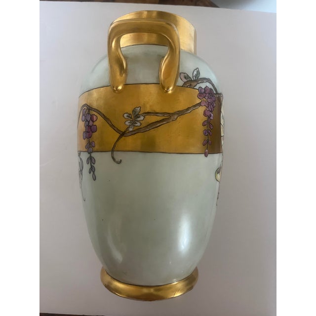 Off-white Antique Vintage Limoges Porcelain 2 Handled Vase Chinese Child With Her Umbrella Circa 1920 For Sale - Image 8 of 11