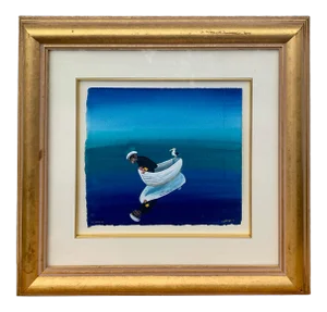 Helen Norton 1997 "The Mirror" Gouache Watercolor in Gold Frame