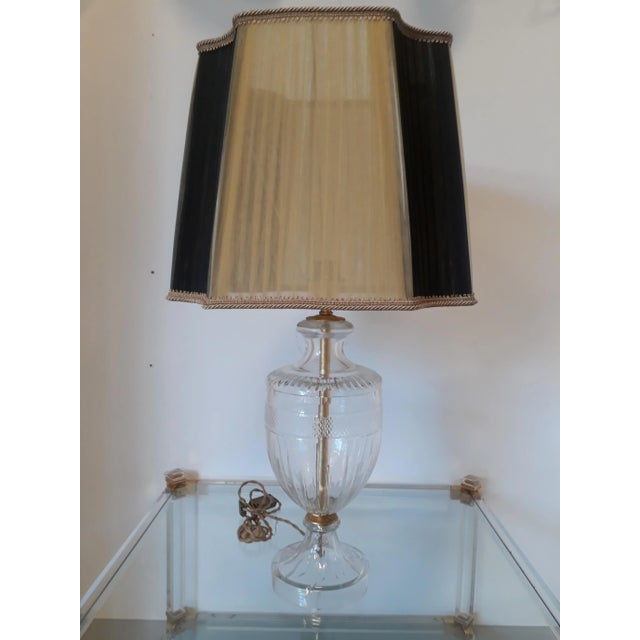 Vintage Crystal Table Lamp with Organza Lampshade For Sale - Image 6 of 9