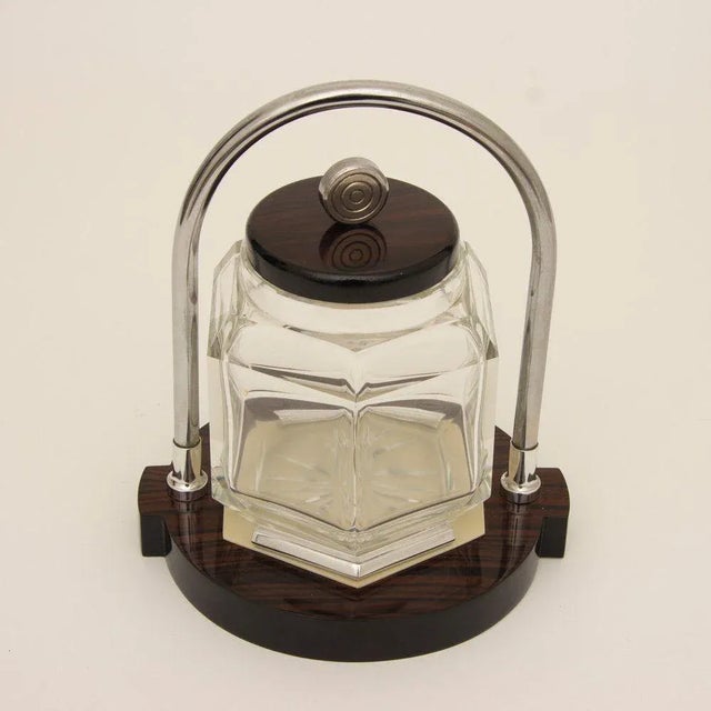 H: 24cm w: 21cm d: 19cm a faceted glass ice bucket designed by louis prodhon in 1930s france. The hexagon shaped ice...