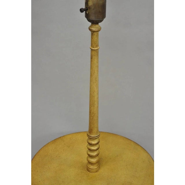 Brown Vintage French Country Carved Wood Candlestick Tea Table Pedestal Floor Lamp For Sale - Image 8 of 12