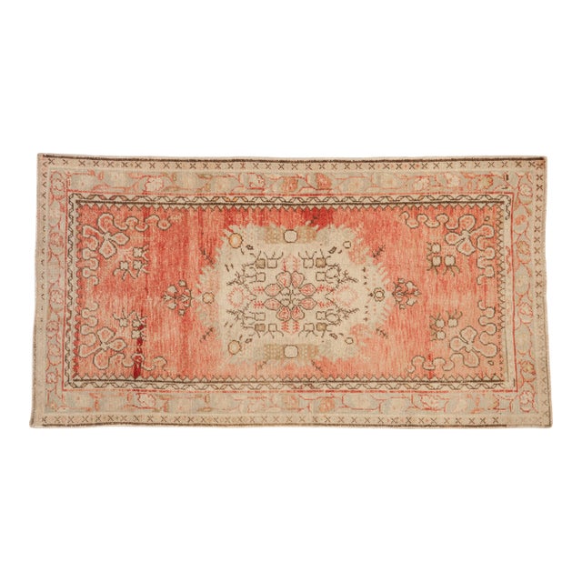Vintage Distressed Oushak Rug - 3'4" x 6'2" For Sale