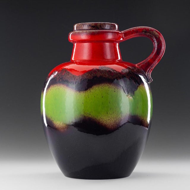 Vintage Flower Power Ceramic Floor Vase in typical 1970s Colors Model 486-38 by Scheurich West Germany, 1970s For Sale - Image 10 of 11