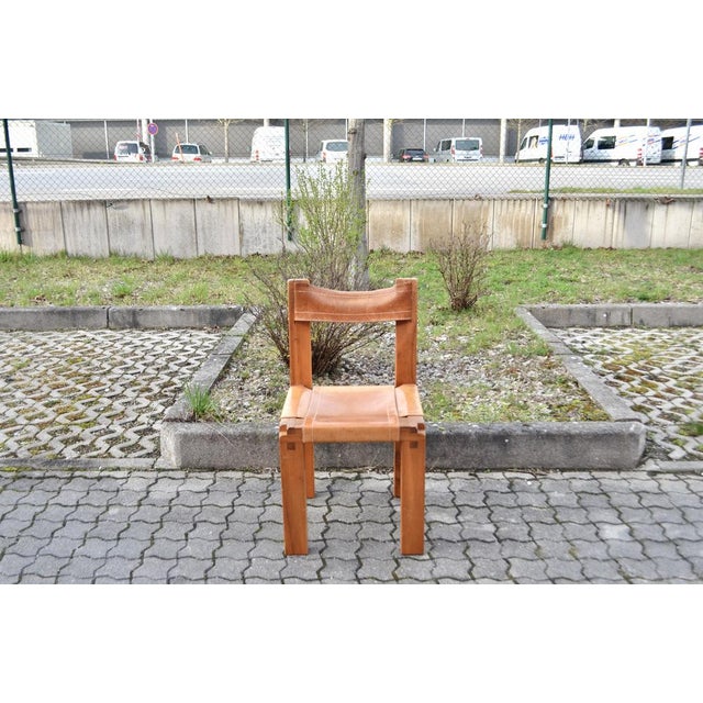 Model S11 Saddle Dining Chairs in Cognac Leather by Pierre Chapo, 1960s, Set of 3 For Sale - Image 18 of 18