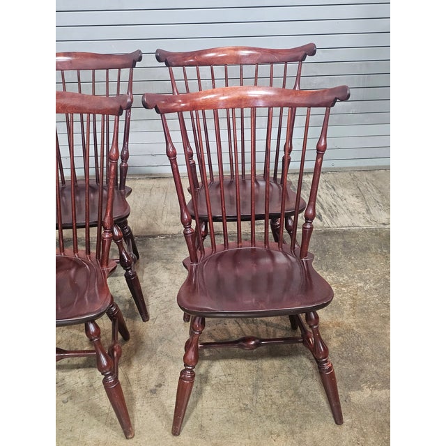 Late 20th Century Set of 6 Nichols & Stone (Stickley) Cherry Fan Back Windsor Chairs For Sale - Image 10 of 12