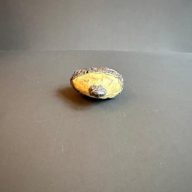 Handcarved Vintage Finial ornament made of wood, with a central band featuring a swirl design. There is a front and a back...