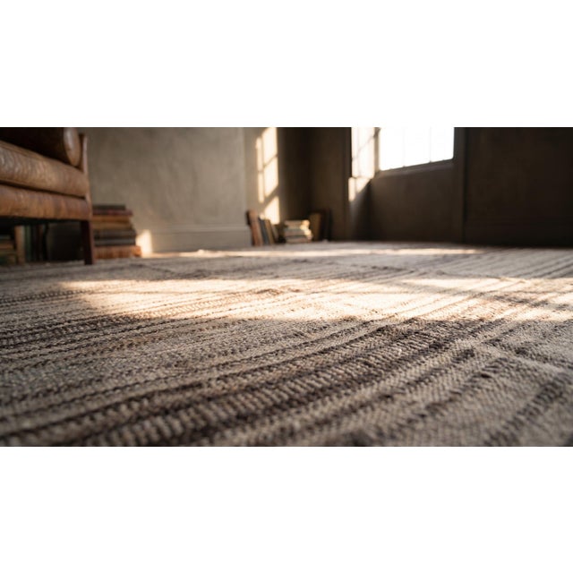Gray 1930s Multi Brown Stripe Tribal Kilim Flat Woven Antique n.w. Persian Rug 8'4" X 10'0" Wool Carpet For Sale - Image 8 of 9