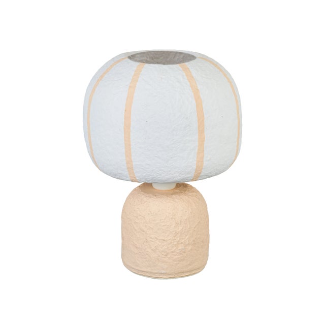 Boho Chic Margate Peach Cotton Mache Table Lamp For Sale - Image 3 of 6