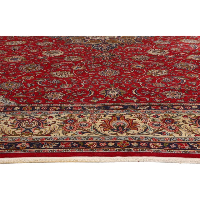Vintage Red Persian Kashan Rug - 09'09 X 13'01 For Sale - Image 4 of 9