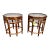 Vintage Boho Burnt Bamboo Glass Top Drink Tables - A Pair For Sale