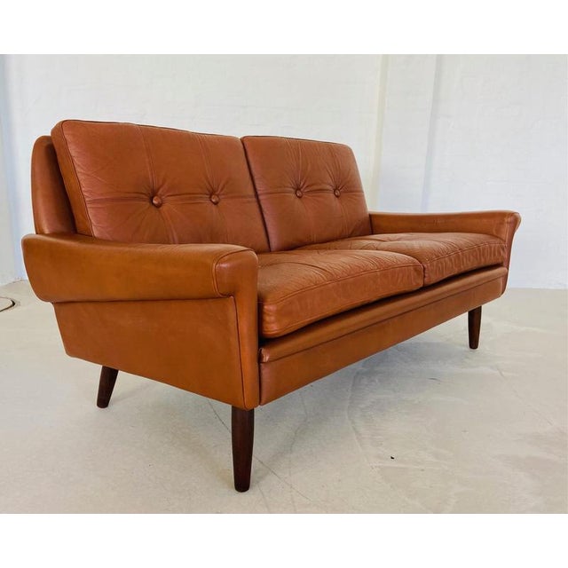 Vintage Danish Mid-Century Svend Skipper 2 Person Cognac Leather Sofa For Sale - Image 11 of 15