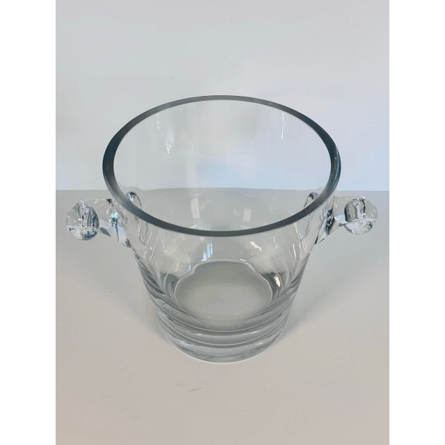 Mid-Century Modern Vintage 1980s Handblown Thick Glass Handled Ice Bucket For Sale - Image 3 of 7