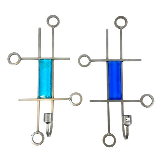 Danish Modernist Welded Iron Wall Candleholders from Ferro Art, 1970s, Set of 2 For Sale