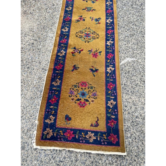 Antique Art Deco Chinese Runner 2.6' X 8.10' (76cm X 269cm) 1920s For Sale - Image 9 of 9