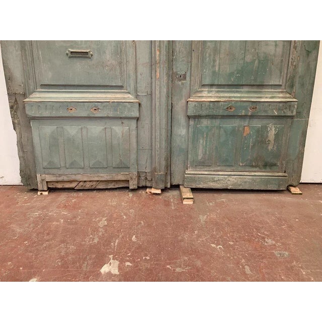 Double Carriage Doors in Natural Wood, 19th Century, Set of 2, in Worn conditions. Designed before 1890