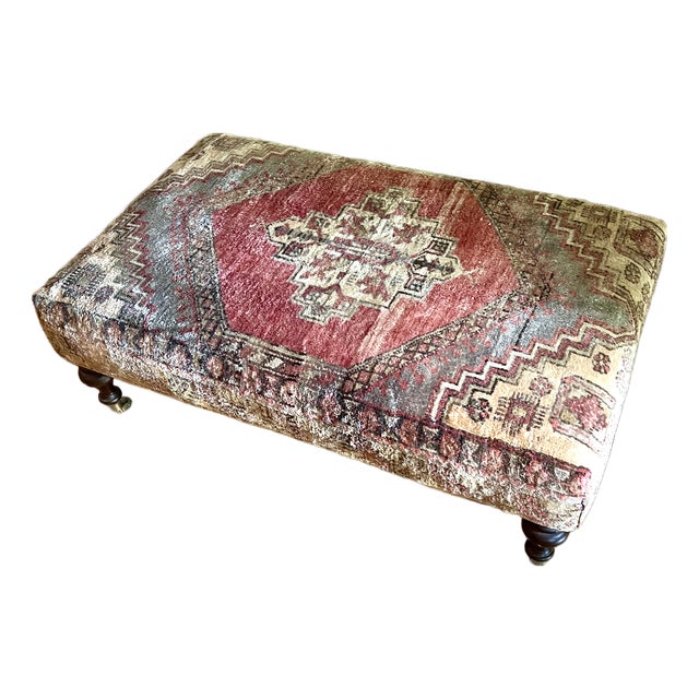 1980s Turkish Anatolian Rug Stool Ottoman or Coffee Table For Sale