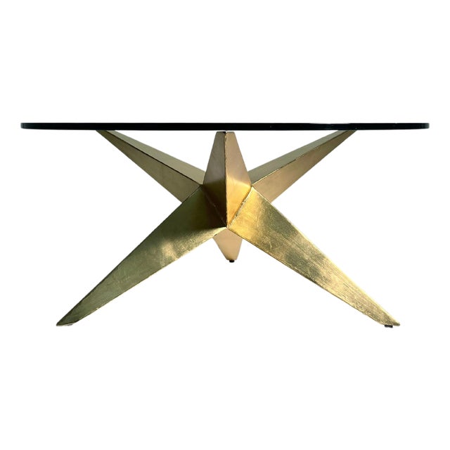 Custom Post Modern Steel Coffee Table in Gold Finish For Sale
