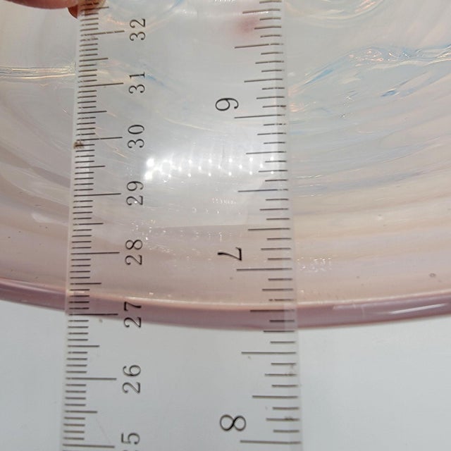 Large Cenedese Murano Glass Footed Console Bowl Pink Sommerso Swirl For Sale - Image 15 of 15