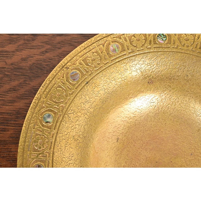 Tiffany Studios New York Bronze Doré Bowl With Abalone Inlay For Sale In South Bend - Image 6 of 11
